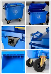 Пластиковая мусорная корзина от производителя большой открытый мобильный мусорный бак 660l пластиковый мусорный бак