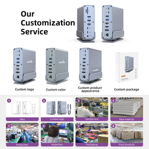 Station d'accueil USB C pour ordinateur portable OEM/ODM, double moniteur <span class=keywords><strong>HDMI</strong></span> pour ordinateur portable Dell/Lenovo/<span class=keywords><strong>HP</strong></span>, hub USB C 14 en 1, <span class=keywords><strong>adaptateur</strong></span> multiport - Product Image 3