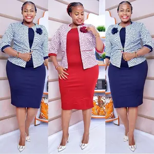 Africa Designs Fat Office Lady Women Apparel Plus Size Two Piece Dresses Set Women Casual Dress