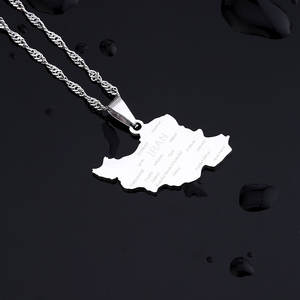 Collares de Plata y Oro PVD Antideslustre de Moda, Joyería Fina de Acero Inoxidable 316L, Collar con Mapa de Irán para Mujer - Product Image 4