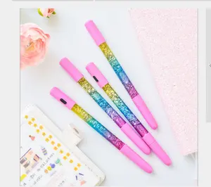 彩色浮动闪光凝胶墨水笔，带电子发光二极管灯文具办公儿童儿童学笔礼品