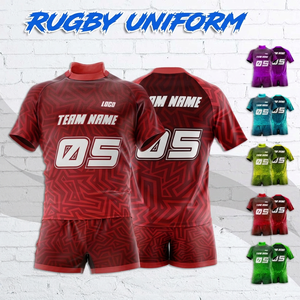 เสื้อรักบี้สั่งทำพิเศษ ชุดทีมแบบกำหนดเอง พิมพ์ลายดิจิทัล โพลีเอสเตอร์ 100% ระบายอากาศได้ดี แห้งเร็ว แขนสั้น คอตั้ง - Product Image 6