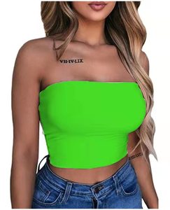 Individuelles Logo Neue Damen Niedliche Workout-Shirts Sexy Einfarbig Weiß Schwarz Gestricktes Tube-Top für Frauen - Product Image 4