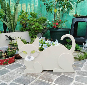 Venta caliente Animal Jardín Decoración Macetas al aire libre Acrílico <span class=keywords><strong>Soporte</strong></span> de flores con forma de gato - Product Image 1