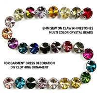 Strass Rivoli à coudre 8 mm, multicolores, en cristal, pour robe, chaussures, sacs, bijoux, vêtements, accessoires de décoration DIY