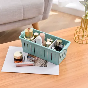 Keuken Accessoires Slaapkamer Cosmetica Organizer Mini Size Rechthoekige Vorm 3-compartimenten Plastic Opbergmand Met Verdelers