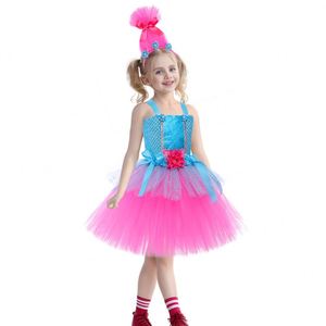 Vestido de Tutú de la Sirenita para Niñas, Diseño de Princesa, Faldas Moradas sin Mangas con Accesorios para el Cabello - Product Image 1