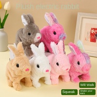 Jouet pour enfant lapin blanc électrique en peluche, simulation d'animal de compagnie avec bouche et oreilles mobiles, fourrure courte en peluche, 31-50 cm de haut, pour enfants de 4 à 6 ans