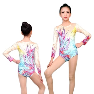 LIUHUO Vente en gros de robes de gymnastique rythmique brillantes, justaucorps de gymnastique à manches longues pour compétitions de ballet, justaucorps de ballet pour filles - Product Image 1