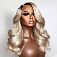Perruque en cheveux naturels 13x4 HD, Lace Frontal transparente, pré-épilée, nœuds blanchis, cheveux vierges bruts, blonds, ondulés, vente en gros