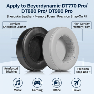 Coussinets d'oreille de remplacement <span class=keywords><strong>DT990</strong></span> pour Beyerdynamic DT770 Pro/DT880 Pro/<span class=keywords><strong>DT990</strong></span> Pro, pièces de rechange confortables pour casque à isolation phonique - Product Image 3