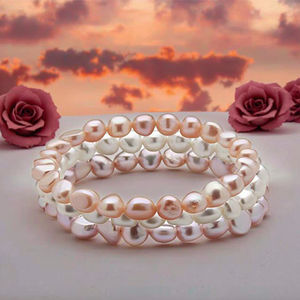 7-8mm Bianco <span class=keywords><strong>Rosa</strong></span> Viola 3 pz Set Naturale D'acqua Dolce Barocco Braccialetto di <span class=keywords><strong>Perle</strong></span> - Product Image 2