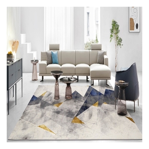 Tapis de sol à rayures salon chambre anti-dérapant décoration nordique Beige et gris Design abstrait grand tapis tapis - Product Image 1