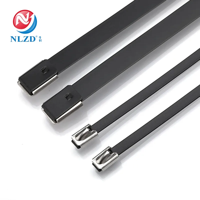 De plástico de PVC de acero inoxidable recubierto de alambre negro vinculante de amarre correas Cable Zip lazos