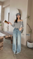 Pantalon en jean ample sur mesure pour femme, respirant et infroissable, couleur unie, idéal pour le streetwear décontracté
