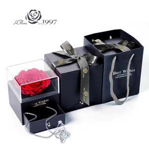 Scatola regalo di gioielli immortali con fiori conservati Rose eterne vera rosa - Product Image 2