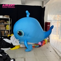 Costume de mascotte de baleine gonflable de dessin animé bleu, costume de poisson publicitaire gonflable de haute qualité pour l'activité