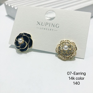 07 xuping Schmuck New Design Mode schöne Zirkon Kostenlose Probe vergoldete natürliche Perlen ohrringe