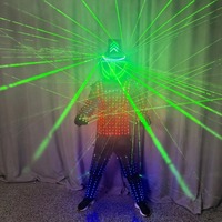Costume de robot lumineux LED personnalisé pour homme adulte, idéal pour spectacle, DJ, danse, fête, avec casque laser et en polyester