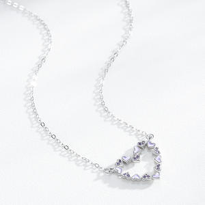 Collar con Colgante de Corazón Hueco con Circonitas para Mujer, Plata de Ley S925, Joyería Elegante y Delicada, Cristal, Moda, Regalo para San Valentín o Fiesta - Product Image 3