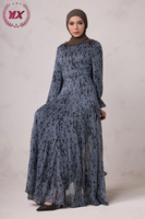Robe longue imprimée en mousseline de soie florale pour femme, entièrement doublée, opaque, personnalisée OEM, idéale pour les soirées estivales