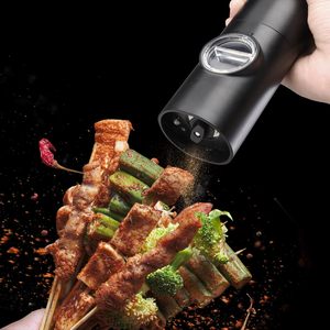 Ensemble de moulins à sel et à poivre électriques portables à gravité avec lumière LED pour la vente en gros - Product Image 6