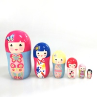 Cadeau de Noël de poupée imbriquée colorée pour enfants russes en bois de Lotus personnalisé