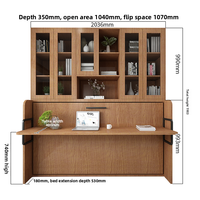 Lit Murphy moderne réglable et rabattable avec bureau intégré pour chambre à coucher, bureau ou chambre d'amis, avec structure métallique