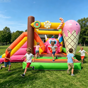 Château gonflable monstre de la crème glacée coloré pour enfants, idéal pour les divertissements en plein air, parcs et jardins (à louer) - Product Image 1