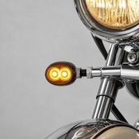 Luz Intermitente LED para Motocicleta TDH HF101606, Delantera/Trasera, Amarilla, Mini, Carcasa de Aleación de Zinc Plateada, Lámpara Intermitente con Certificación E-mark, 1 Año de Garantía