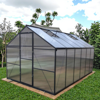Kit de serre moderne en aluminium de grande taille pour l'extérieur, 1 à 8 unités, facilement assemblable, structure métallique, verre, polycarbonate, jardin vert
