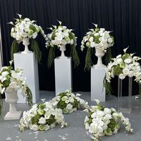 Centre de table de mariage blanc et vert, arrangement floral artificiel d'hortensias et de lys pour la décoration de banquet