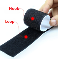 Vente en gros de points auto-agrippants noirs de 16-110 mm avec dos adhésif puissant, attaches rondes souples en polyester/nylon