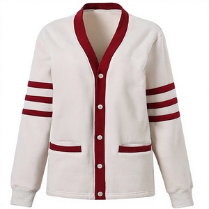 Sorority Sigma <b>White</b> <b>Knitted</b> <b>Cardigan</b> Women's Sweater Red V-Neck Greek Embroidery DST Letter Cotton Long Sleeve University Wear - Product Image 1