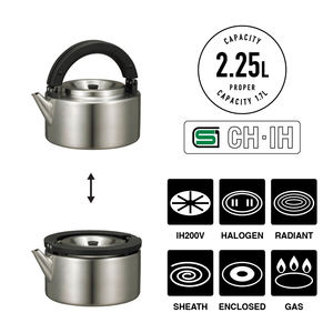 Hervidor de Agua y Té de Acero Inoxidable Plano con Mango de Resina Fenólica, Apto para Inducción - Product Image 5