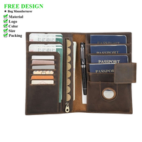 Porte-passeport vintage en cuir Crazy Horse avec RFID, grande capacité, avec emplacement pour AirTag, anti-perte, sac de voyage familial pour passeports