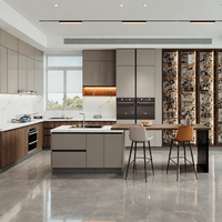 Ensemble de meubles de cuisine modulaires en bois massif sur mesure, table à manger, îlot, garde-manger, armoire à vin, placard de rangement, mobilier moderne pour la maison