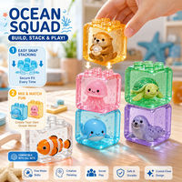 Lot de 6 blocs de construction modulaires empilables en forme d'animaux marins en cristal de sucre, jouets sensoriels anti-stress