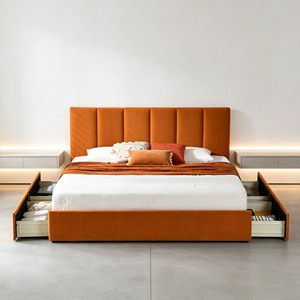 Contemporary Channel Tufted Upholstered Storage <strong>Bed</strong> Frame Velvet <strong>Bed</strong> With <strong>Drawers</strong> <strong>Under</strong> <strong>Bed</strong> Storage Home Bedroom Furniture - Product Image 4