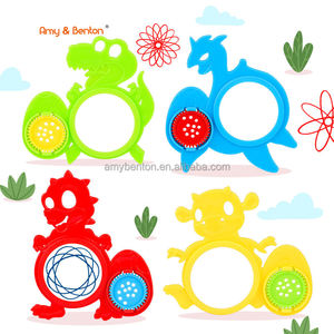 Spiral-Kunst-Zeichenset Dinosaurier Spiralform Kunststoff-Stencil-Assortiment Lineal Zeichnungsvorlage Lernwerkzeug für Jungen und Mädchen - Product Image 1