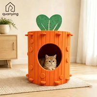 Lit pour chat en velours côtelé Carotte, design floral de luxe, durable et respirant, avec mousse à mémoire de forme