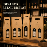 Boîte d'emballage personnalisée pour vin rouge, boîte cadeau en carton ondulé pour une ou deux bouteilles, logo en estampage à chaud sur papier kraft