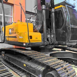 Excavatrice d'occasion jaune avec chenilles noires, équipement de construction - Product Image 3