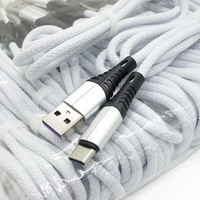 Kabel Data ponsel, 3A pengisian cepat USB tipe-c dengan tekstur air kain tenun kompatibel dengan Android dibuat di Cina