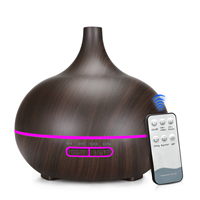Diffuseur d'huiles essentielles ultrasonique à commande à distance, effet bois, 200 ml, pour la maison et l'hôtel