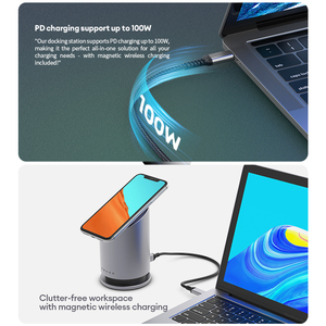 Vina 9 en 1 Usb C a Hd-mi 3840*2160 8K * 30HZ PD Estación de acoplamiento Usb Hub Estación de acoplamiento Usb con carga inalámbrica de 15W - Product Image 5