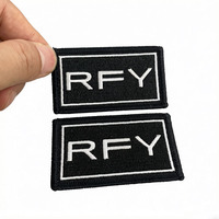 Patch brodé rectangulaire noir haute densité TAJIMA, personnalisable avec logo, à coudre, réfléchissant, pour chapeau et tenue de sécurité, faible MOQ