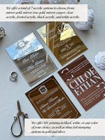 Invitations personnalisées en acrylique miroir avec impression UV brillante, design créatif écologique, ensemble d'invitations de mariage, fête de mariage