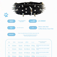 Großes Hundehalsband mit Nieten und Tiermuster Wolfszahn-Design aus PU-Leder, Atmungsaktiv & Langlebig, Verstellbares Haustierhalsband für Große Hunde