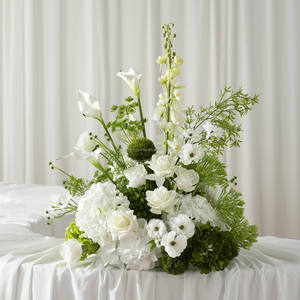 Decoración Floral Realista para el Pasillo de Boda, <span class=keywords><strong>Ramo</strong></span> de <span class=keywords><strong>Flores</strong></span> Artificiales Verdes y Blancas de 70 cm para Eventos de Boda - Product Image 1